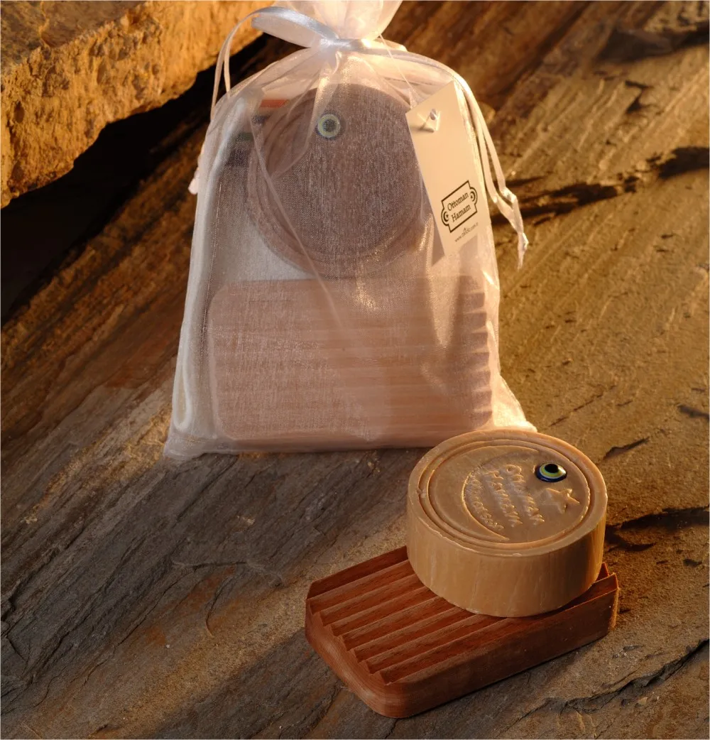 'Ottoman Hamam' Sabun + Kese + Ahşap Sabunluk Seti