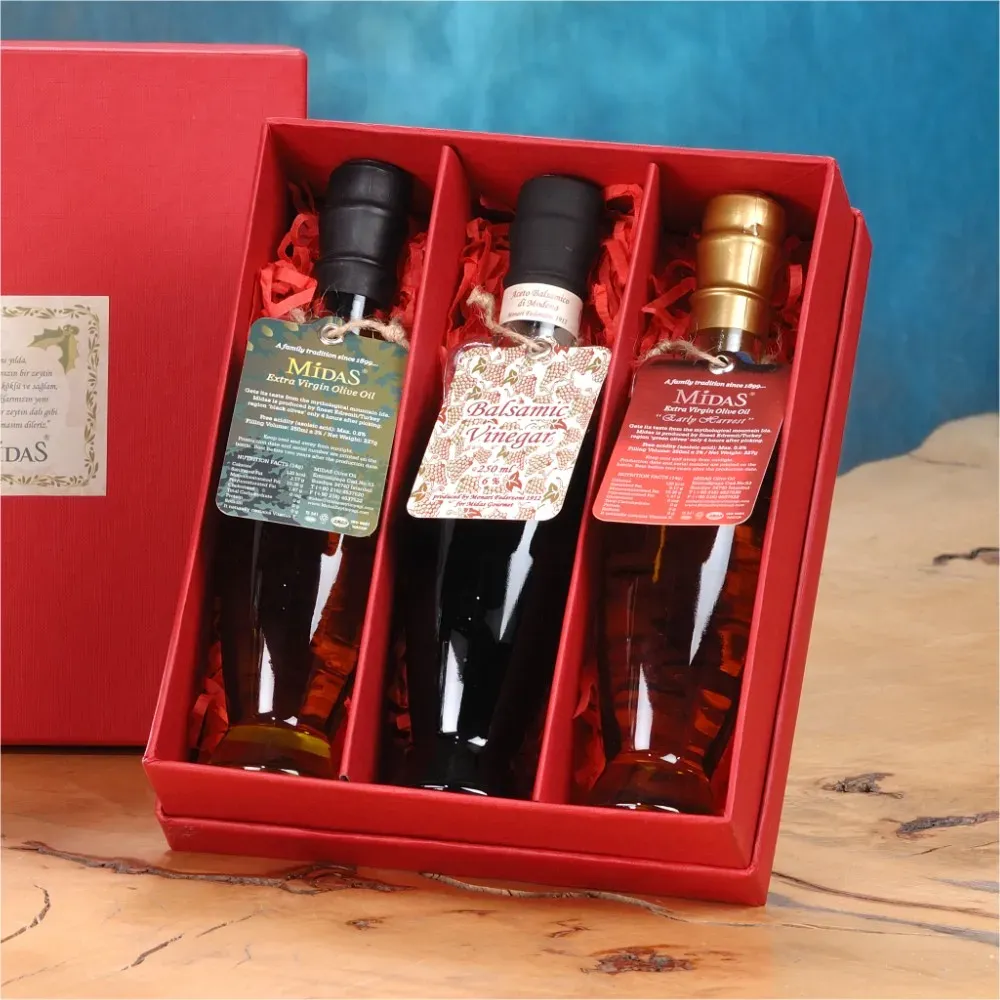 Amphora TRIO - Zeytinyağı + Nar Ekşisi/Elma Sirkesi Seti